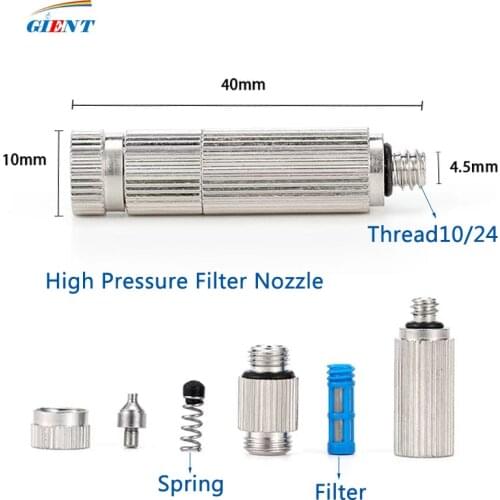 10PCS 0.1-0.5mm Nickeled Brass Nozzles with Filter Adjustable High Pressure Misting Garden Nozzle For Misting Cooling System