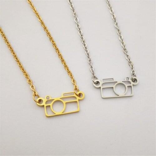 10pcs Stainless Steel Camera Necklace For Women Retro Jewelry Minimalism Origami Camera Choker Necklaces BFF Gift