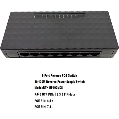 100M Fast Ethernet Reverse POE Switch Output 12V supply for Epon and gpon 8 port reverse Power supply RPOE POE switch
