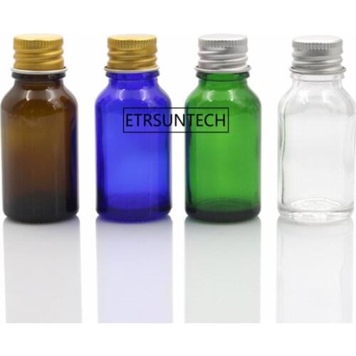 100pcs 15ml Empty Amber Clear Blue Green Glass Bottles Essential Oil Liquid Aromatherapy Vials Containers F3709