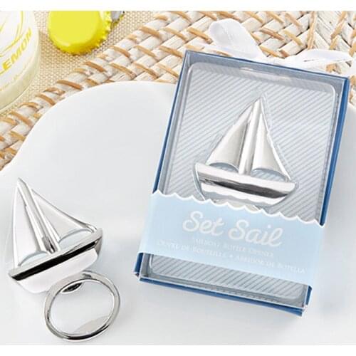 20pcs/lot NEW ARRIVAL Beach Themed Event Supplies Set Sail Sailboat Bottle Opener Wine Opener Wedding Party Gifts Free shipping