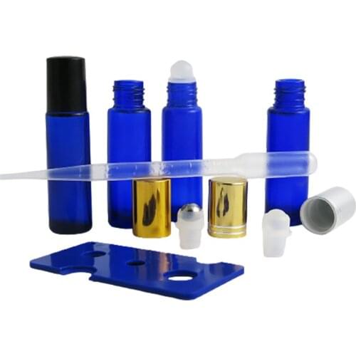 24 x10ml Empty Refillable Cobalt blue glass roll on perfum bottle roll-on containers 10cc essential oil use cosmetic packing