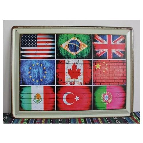 30pcs/lot Metal Sign shabby chic The Flag sign Vintage Tin sign Decoration House Cafe bar Metal painting Poster decor