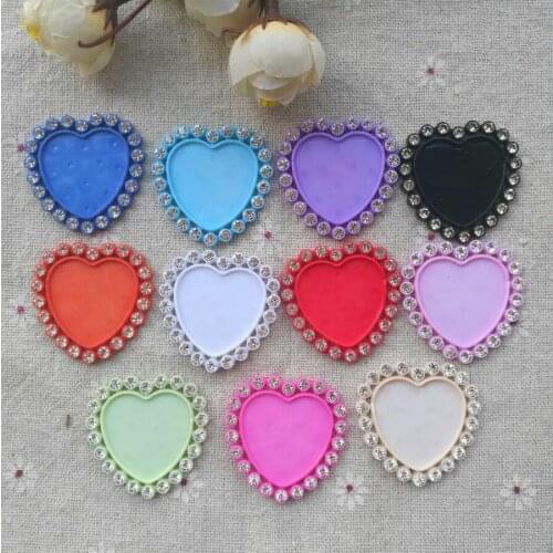 30pcs/Lot Inner Size 25x25mm Heart Shape Flatback Resin Cameo Frame Setting Rhinestone Flatback Cabochon DIY Craft Accessory