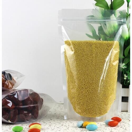 50pcs Stand Up Food Pouch Packaging Bag Clear Plastic Zip Lock Package Ziplock Reclosable Self Heat Seal Bag With Zipper