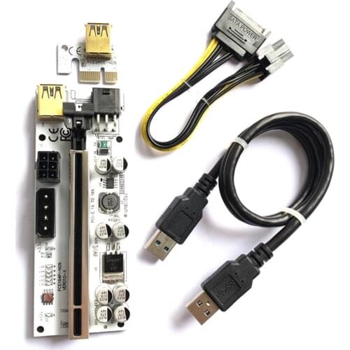 Newest VER010-X USB 3.0 PCI-E Riser PCI Express 1X 4x 8x 16x Extender Riser Adapter Card SATA 15pin to 6pin Power Cable Mining