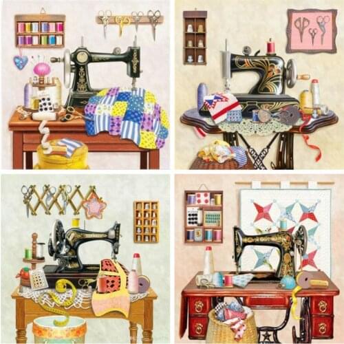 Huacan Diamond Painting Accessories Sewing Machine Full Diamond Embroidery Complete Kit Scenic Home Decoration Diamond Art