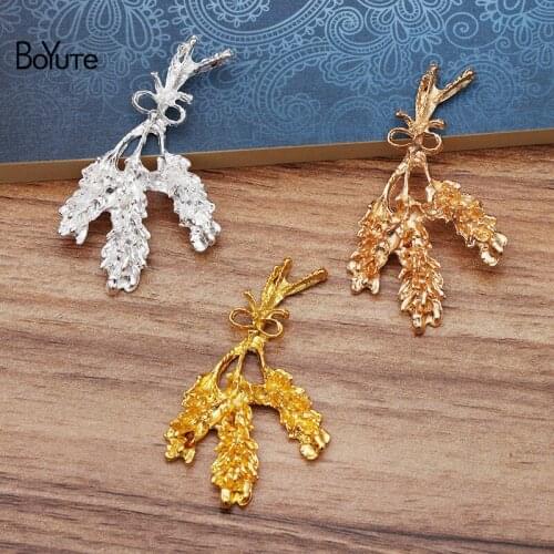 BoYuTe Wholesale 10Pcs Metal Alloy 32.5*54MM Flower Hand Made Materials Diy Jewelry Findings Components