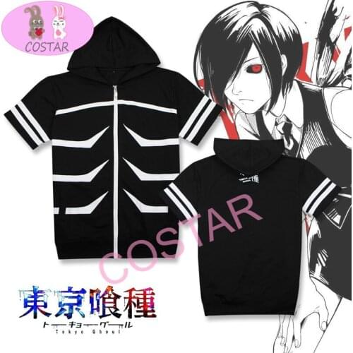 COSTAR Anime Tokyo Ghoul Kaneki Ken Cosplay Soft Cotton Wearing Fashion T-shirt Harajuku Unisex Tees Hooded