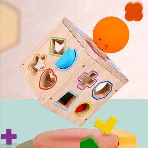 Wooden Sorting Color Shape Puzzle Interactive Motor Skill Toy