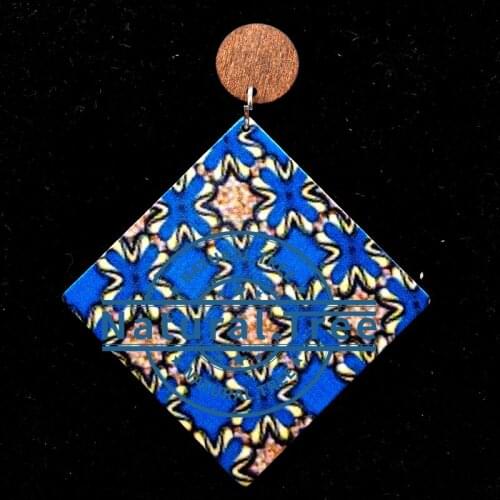 African Pattern Stud Wooden Earrings