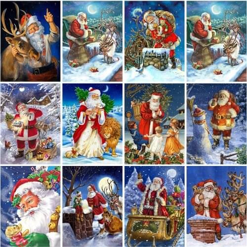 DIY 5D Diamond Painting Christmas Diamond Embroidery Cross Stitch Full Round Drill Home Decor Mosaic Rhinestone Christmas Gift