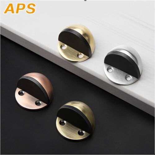 Nail-free Door Stopper Non Punching Sticker Hidden Stainless Steel Rubber Door Holders Catch Floor Mounted