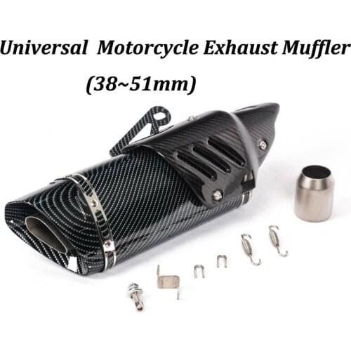 51mm Universal Motorcycle Exhaust Muffler Modified With AK Logo Carbon fiber Shield Heat Cover For CRF230 CRF150F XG250 FZ100