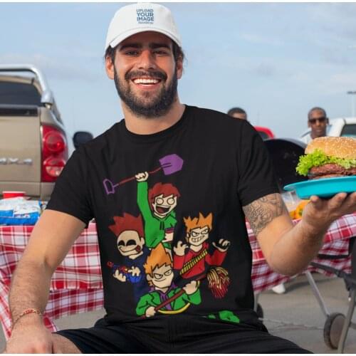 Eddsworld T Shirt Mens Casual T Shirts Short-Sleeve Cartoon T-Shirt White Print Tee Shirt Big Size 3XL