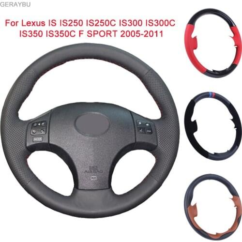 GERAYBU Custom DIY Black Leather Hand-sewn Car Steering Wheel Cover For Lexus IS IS250 IS250C IS300 IS300C IS350 IS350C F SPORT
