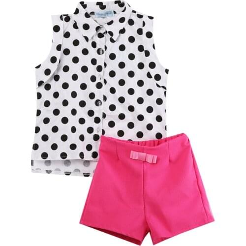 Citgeett Cotton Kids Toddler Baby Girl Sleeveless Polka Dot Tops + Pink Shorts Outfit Clothes Set Fashion Clothing 1-6Y SS