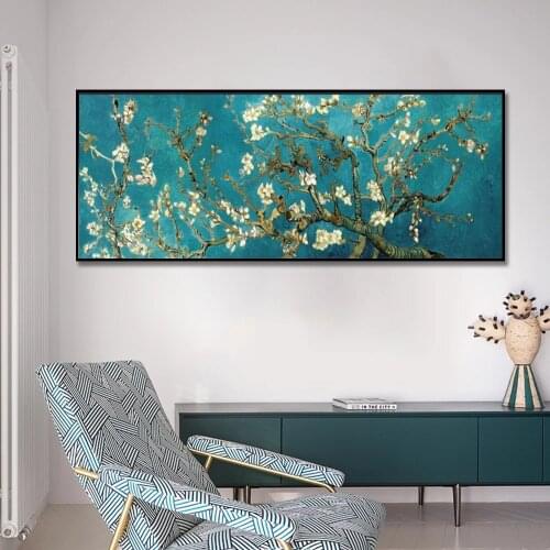 Famous Almond Flower Oil Painting Copy Posters and Prints Canvas Wall Art Flower Picture Decoration Living Room Wall Decoration