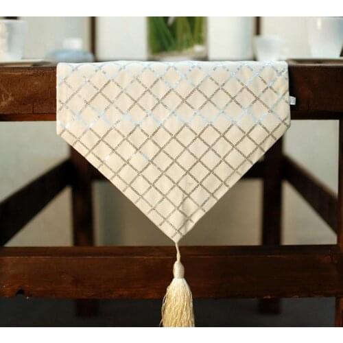 Plaid Sequin Table Runner With Tassel Holiday Wedding Birthday Party Decorations Classic Dinner Banquet Tapestry black white