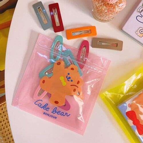 4PC/LOTCreative Cute Snacks Sealed Bag Girl Heart Bear Food Biscuit Candy Small Packaging Bag Candy Bag Random Color