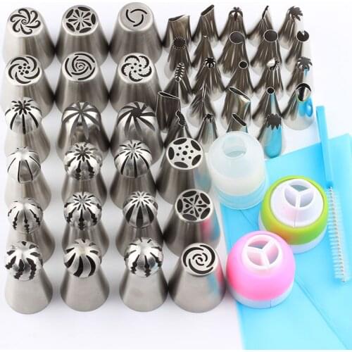 Pastry Nozzles Coupler Stainless Steel Silicone Kitchen Accessories Flower Icing Piping Russian Icing Piping Tips 1Pcs Silicone