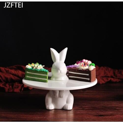 Creative Rabbit Ceramic Cake Tools Pan Dessert Display Tray Wedding Party Room Kitchen Decorative Cake Holder