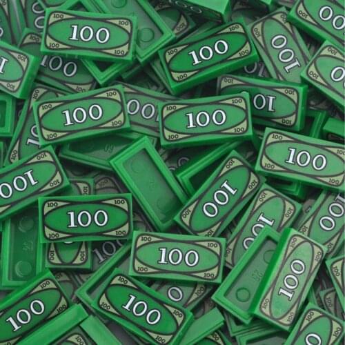 50-100pcs Money Coins Cash Dollar Bill City Gold Silver brick Accessories Building Blocks Printed Tile MOC Toy for kids 3069