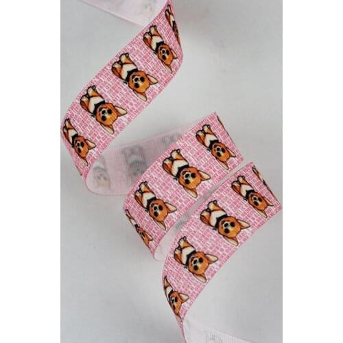 Cartoon dog printed ribbon 16/22/25/38/75mm grosgrain ribbons 10 25 50 yards DIY bows gift wrapping wedding decoration webbing
