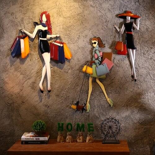 [MGT] Europe originality Fashion girl Metal modern pub Home Hotel Wall Hanging Art Decoration decoration craft ornaments statues