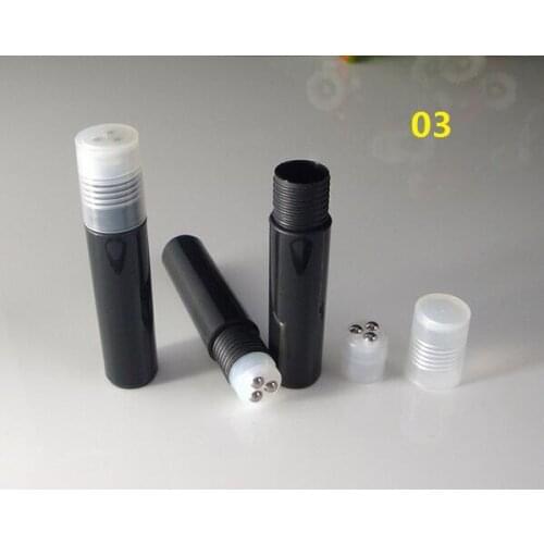 50pcs 10ML Mini plastic roll on Bottle,3steel ball Sample Vial,Small Essential Oil bottle Lip oil subpackage black/blue/rose red