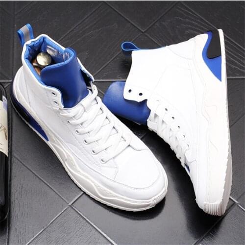 Fashion Korean Mens High Top Shoes Wild Punk Sneakers Luxury Leather Male Casual Flats Hip Hop Ankle Boots Chaussure Homme