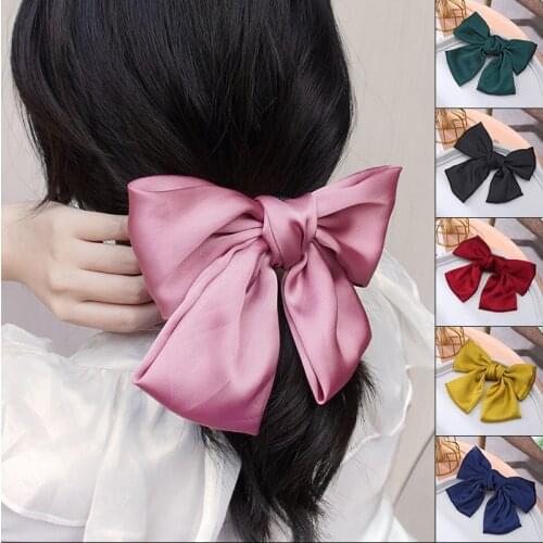 Fashion Big Bow Hairpin Cute Red Barrette Solid Hair Clip Women Girls BB Hairgrip Korean Oversize Floral Hair Accessories FJ01