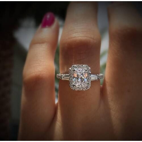 Fashion square white zircon Rings For Women Jewelry Simple Design Square Zircon Bridal Wedding Engagement Ring