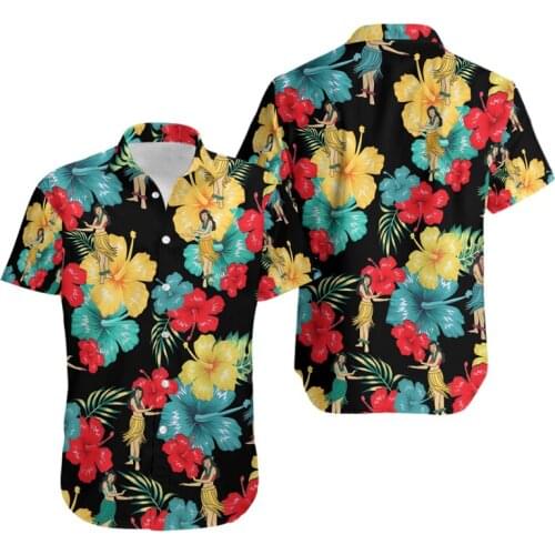 2021 New Arrival Mens Shirt Button Shirt Summer Flower Casual Short Sleeves Tops Oversize Big size