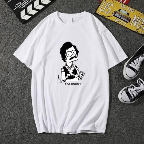 Men Cotton Casual Escobart Letter Printed T-shirts High Quality Fashion Short Sleeve Mens T-shirts Summer O-neck Tops