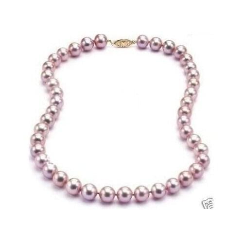 NATURAL 18"8-9MM AAA ROUND SOUTH SEA GENUINE PINK LAVENDER PEARL NECKLACE See original listing