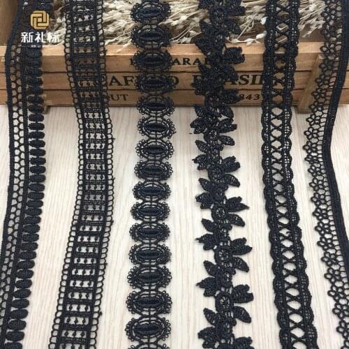 New Hot Sale 15yd/lot High Quality Black Embroidery Lace Trim Ribbon For Sewing Crafts Decoration Lace Handmade Accessories DIY