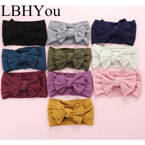 New Cable Knit Bow Nylon Headbands,One size fits most Wide Nylon Turban Head wraps Soft Headwrap, Baby Girls Hair Accessories