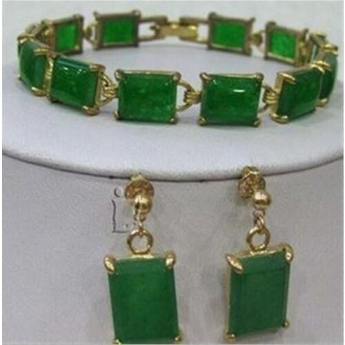 New Green Jades bracelet earrings set