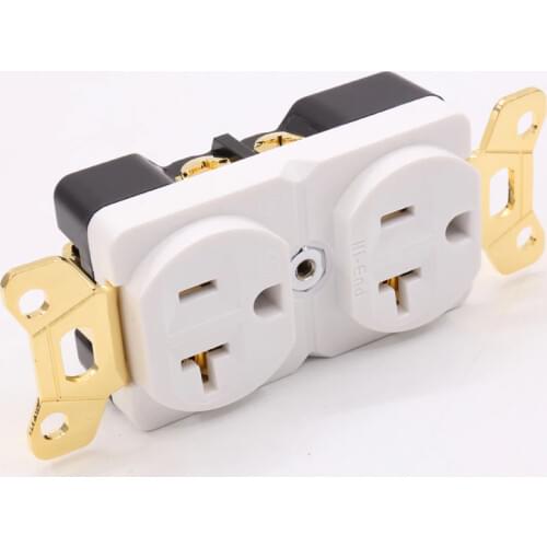One Pcs Beryllium copper Gold platd AC 20A Power Receptacles wall outlet power distributor