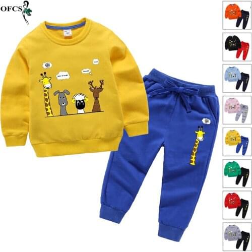 Autumn Kids Girls Boys Clothing Sets Childrens Clothes Baby Tops Hoodies Tracksuits Suits 100% Cotton Sweatshirts +Sports Pants