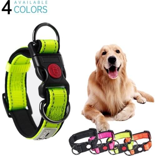 Nylon Adjustable Double D Buckle Reflective Dog Collar Suitable For Small And Large Dog Golden Retrievers Para Perros