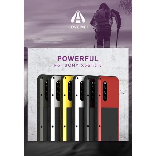 Love Mei 360 Full Body Protective Waterproof Case For Sony Xperia 5 Shockproof Aluminum Metal Back Cover For Sony Xperia 5 Cases