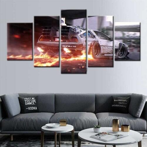 Back to the future car Marty McFly posters and prints 5 panel art Modular picture canvas printing classic film home decoration