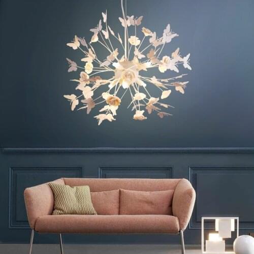 Nordic chandeliers personality creative chandeliers LED living room lamp wrought iron bedroom study chandeliers simple led lamps