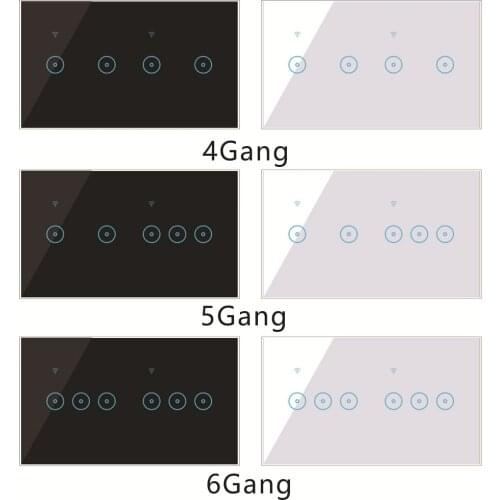 Tuya WiFi Smart Touch Switch 4/5/6 Gang Light Touch Sensor Wall Switch AC90-240V Vioce with Alexa Tuya App Google Home