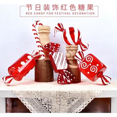Christmas celebration decoration scene layout DIY red and white candy ornaments mall dress up 40CM transparent candy ornaments