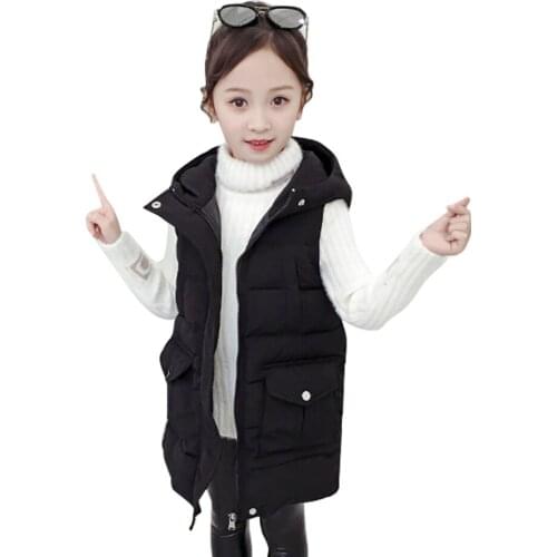 Girls Warm Vest Hoodies Winter Boys Thicken Long Waistcoat Kids Outerwear Vest Children Teens Cotton Jackets Vest For Girl
