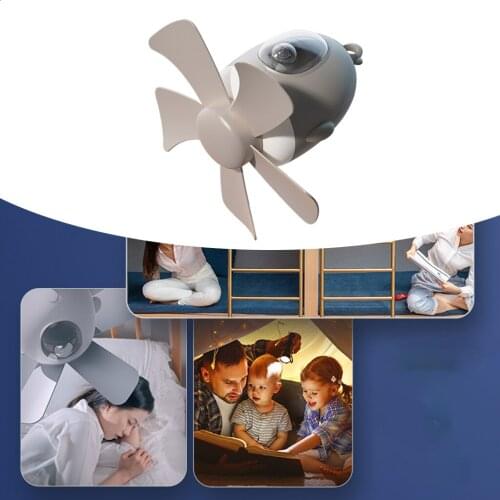 Mini Camping Fan Rechargeable Outdoor Ceiling Fan Quiet 30db DC5V2A 9W Night Light Home