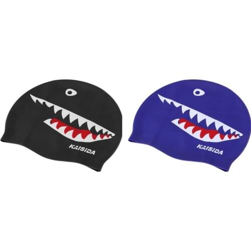 Swimming Waterproof Silicone Swim Pool Hat Long Hair Ear Wrap Shark Flexible For Adult Men Women